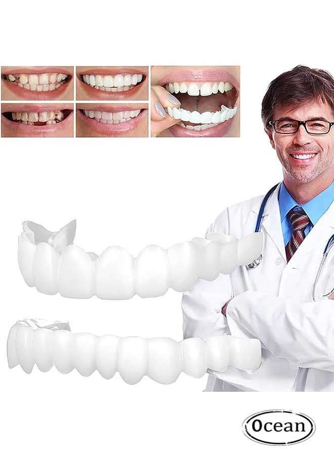 Upper and Lower Teeth Simulation Braces Snap on Smile Second Generation Simulation Braces Silicone Whitening Dentures Upper and Lower Teeth