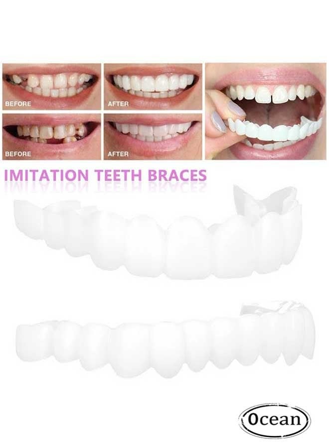 Upper and Lower Teeth Simulation Braces Snap on Smile Second Generation Simulation Braces Silicone Whitening Dentures Upper and Lower Teeth