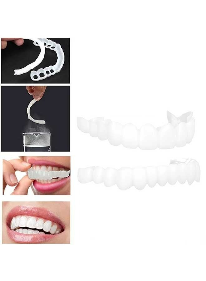 Upper and Lower Teeth Simulation Braces Snap on Smile Second Generation Simulation Braces Silicone Whitening Dentures Upper and Lower Teeth