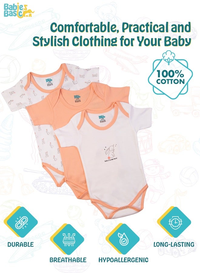Printed Romper/Bodysuit For Babies - Pack Of 3, Multi Color