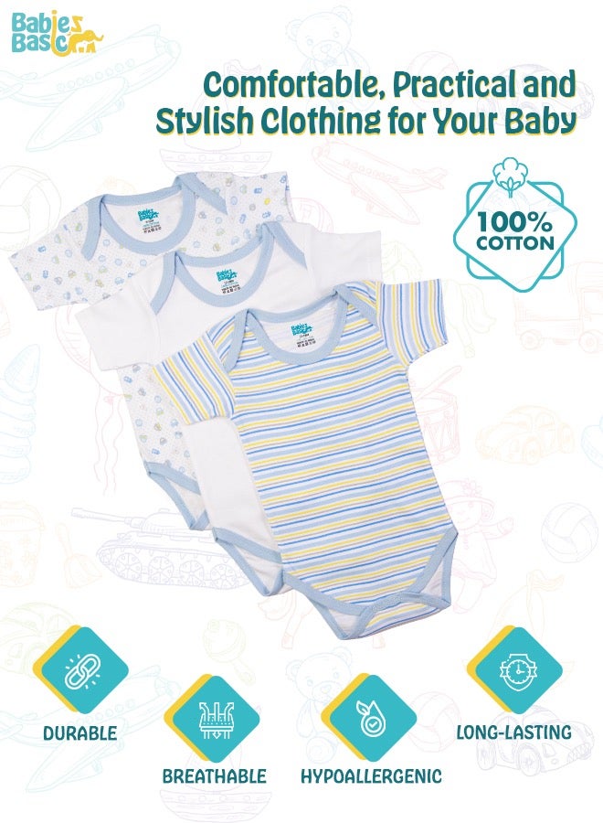 Printed Romper/Bodysuit For Babies - Pack Of 3, Multi Color