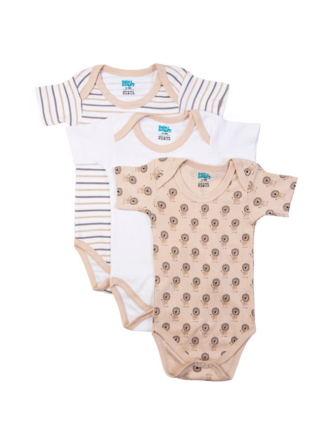 Printed Romper/Bodysuit For Babies - Pack Of 3, Multi Color