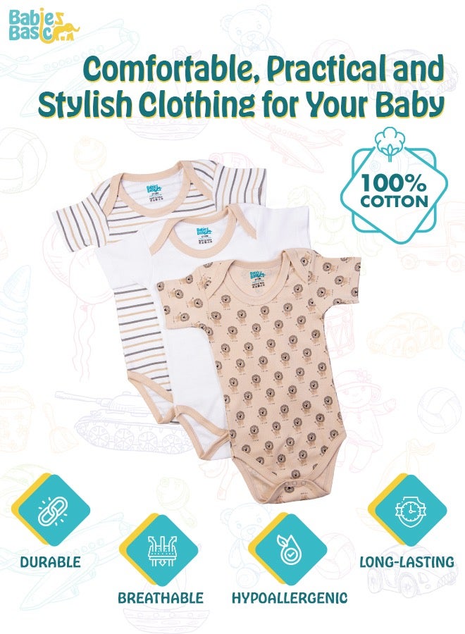 Printed Romper/Bodysuit For Babies - Pack Of 3, Multi Color