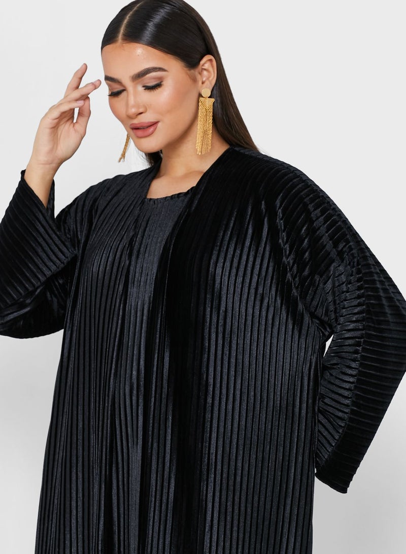 Textured Abaya With Inner & Sheila