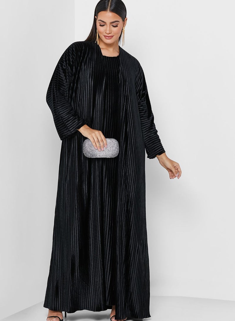 Textured Abaya With Inner & Sheila