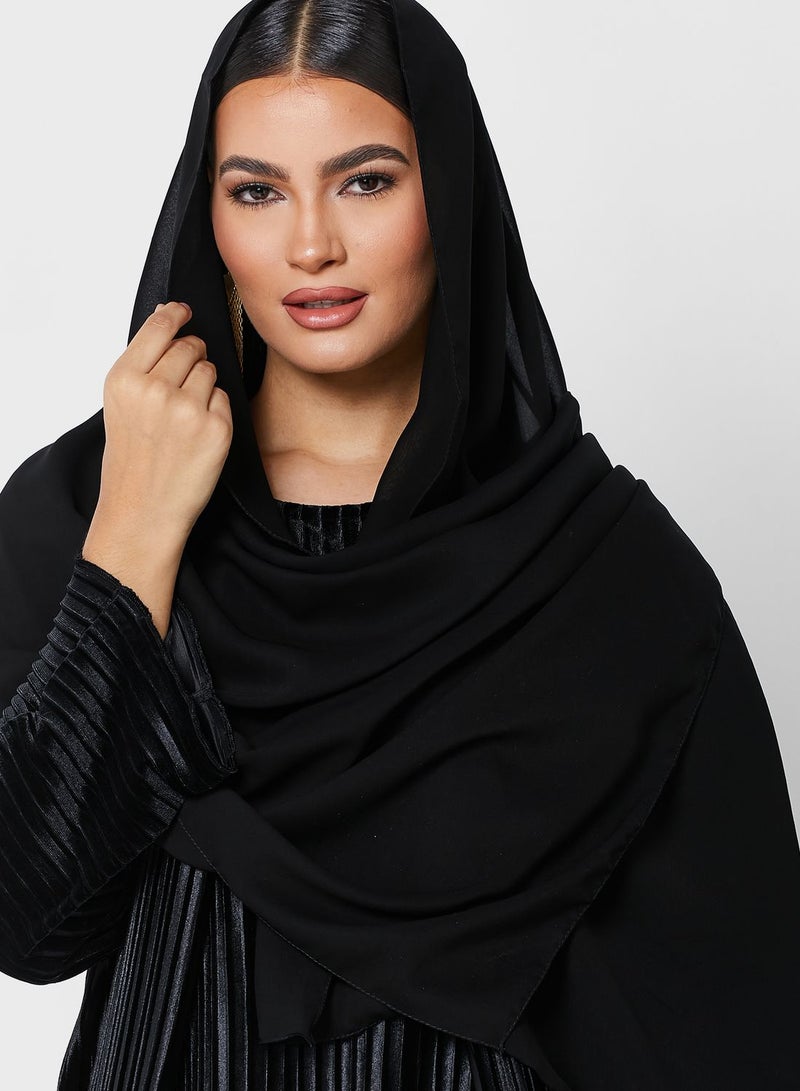 Textured Abaya With Inner & Sheila