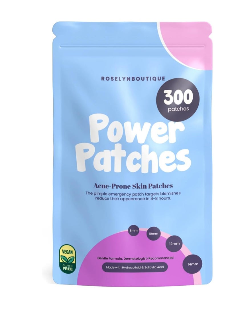 ROSELYNBOUTIQUE Pimples Patches for Face - 300 Counts 4 Sizes Hydrocolloid Acne Patches Fast Absorb
