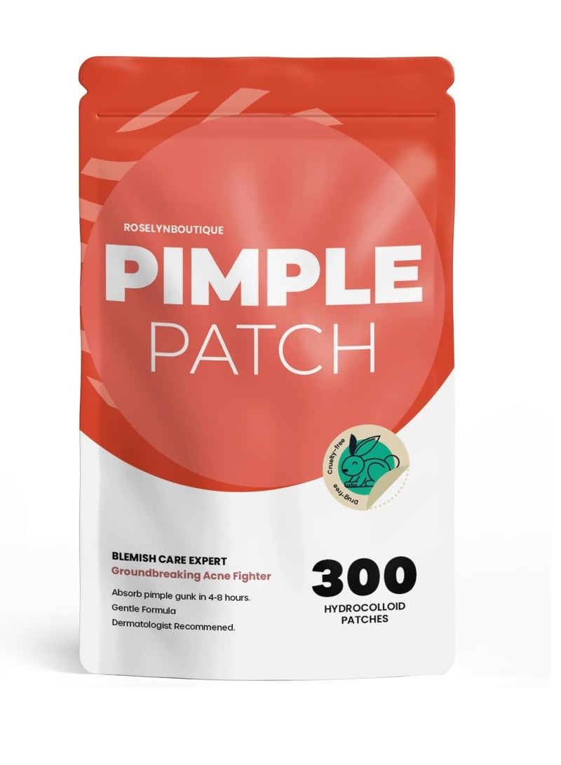 ROSELYNBOUTIQUE Pimples Patches for Face - 300 Counts 4 Sizes Hydrocolloid Acne Patches Fast Absorb