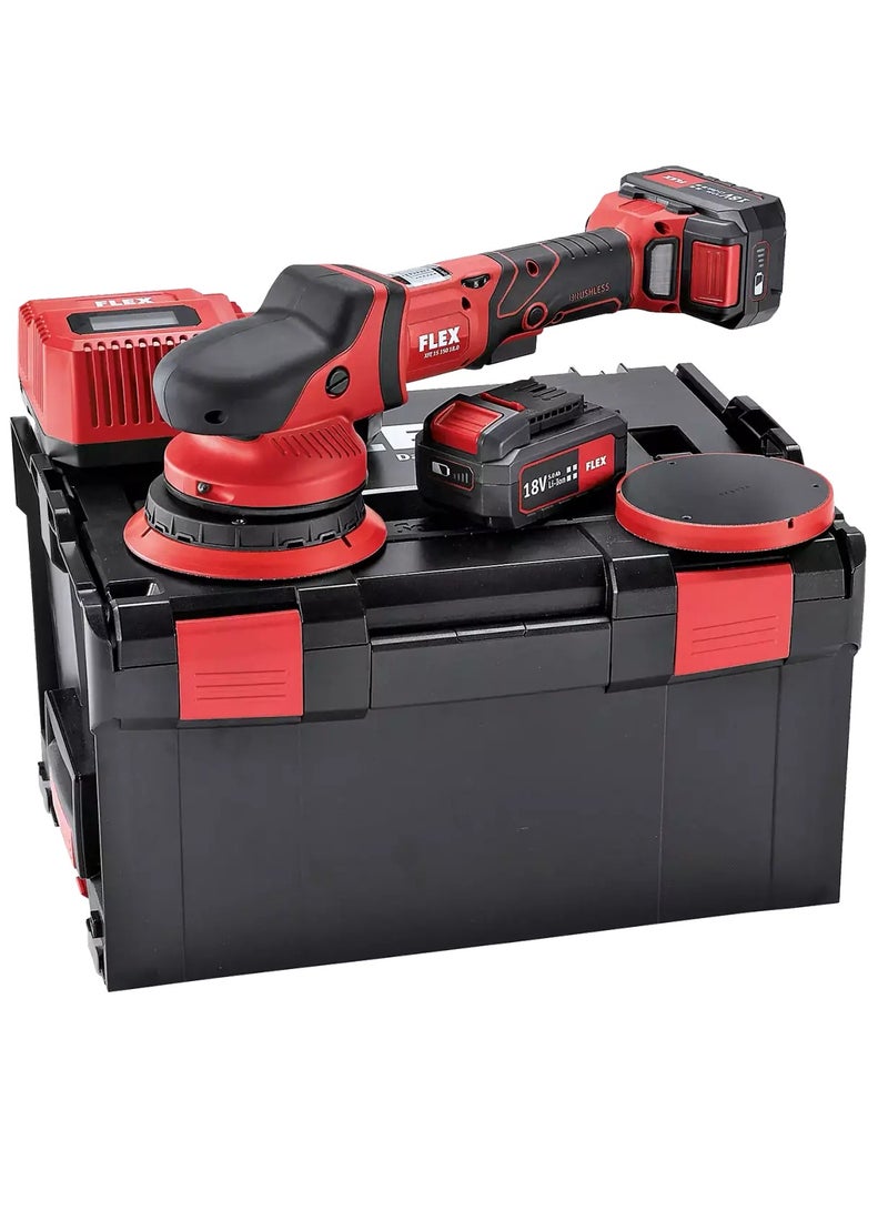 Cordless Roto Random Orbit Polisher Set 150mm, 18.0 V with 2x5.0 Ah Battery, Charger & Case