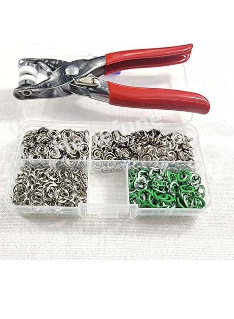 100 Sets 9.5MM Metal Prong Snap Buckle Buttons Clamps Press Fasteners Studs Rivets with Pliers Tool for Baby Child's Clothing+Box - Red