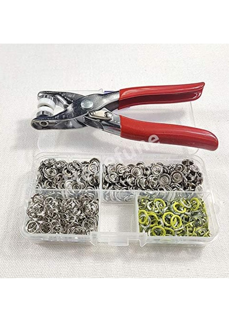 100 Sets 9.5MM Metal Prong Snap Buckle Buttons Clamps Press Fasteners Studs Rivets with Pliers Tool for Baby Child's Clothing+Box - Red