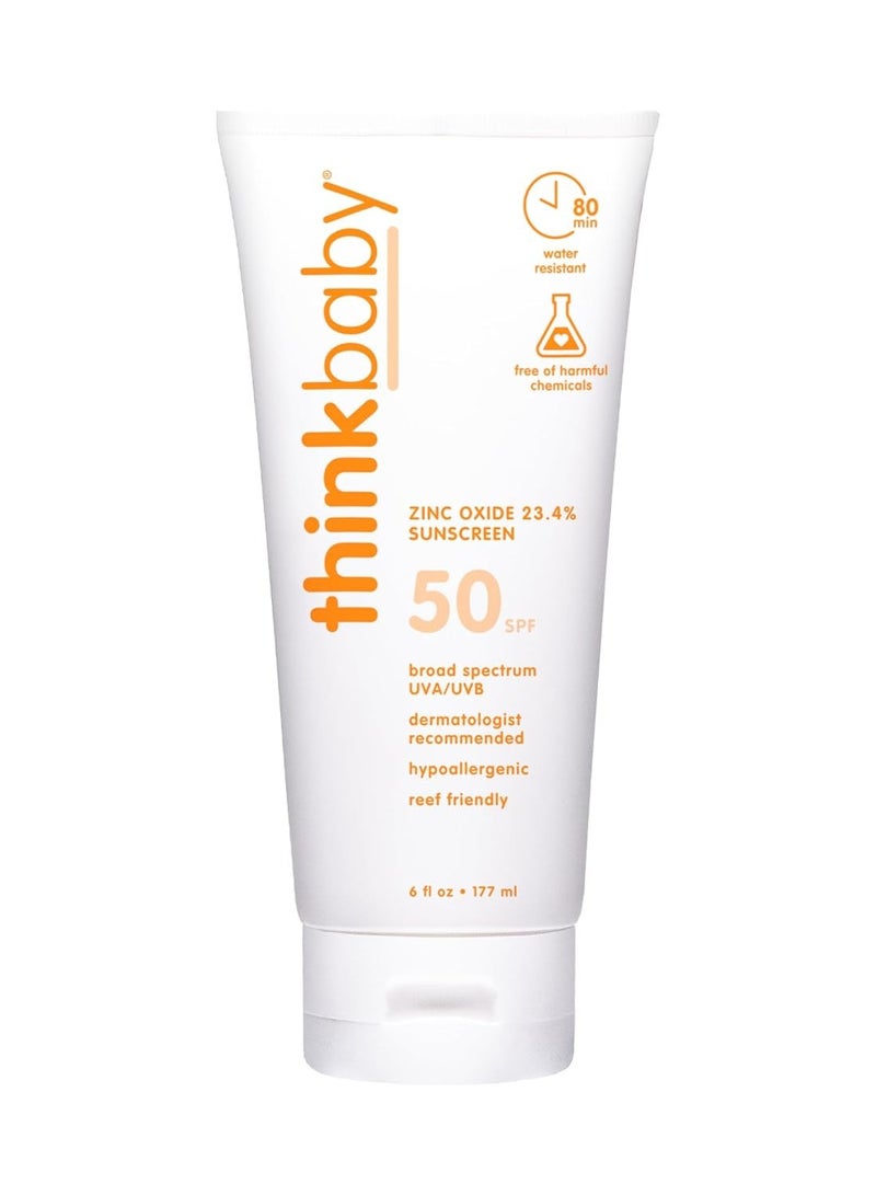 Baby Sunscreen Natural Sunblock from Thinkbaby, Safe, Water Resistant Sunscreen - SPF 50+ (6 ounce)