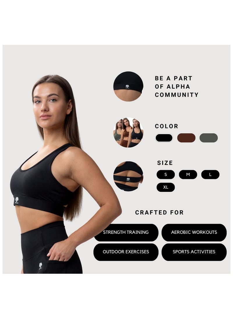 AlphaSquad Sports Bra Comfortable Ladies Bra Top for Fitness Yoga Workout Gym Running Exercise Dance Athletic