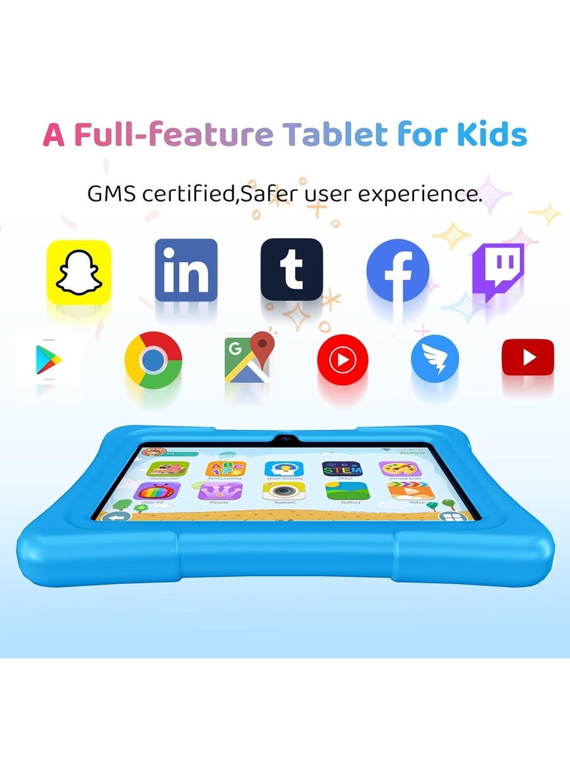 Kids Tablet, 7 inch Android Tablet for Kids, 2GB+2GB RAM 32GB ROM Quad-Core Toddler Tablet with Shockproof Case, Bluetooth, WiFi, Parental Control, Dual Camera,  Educational Games (Blue)