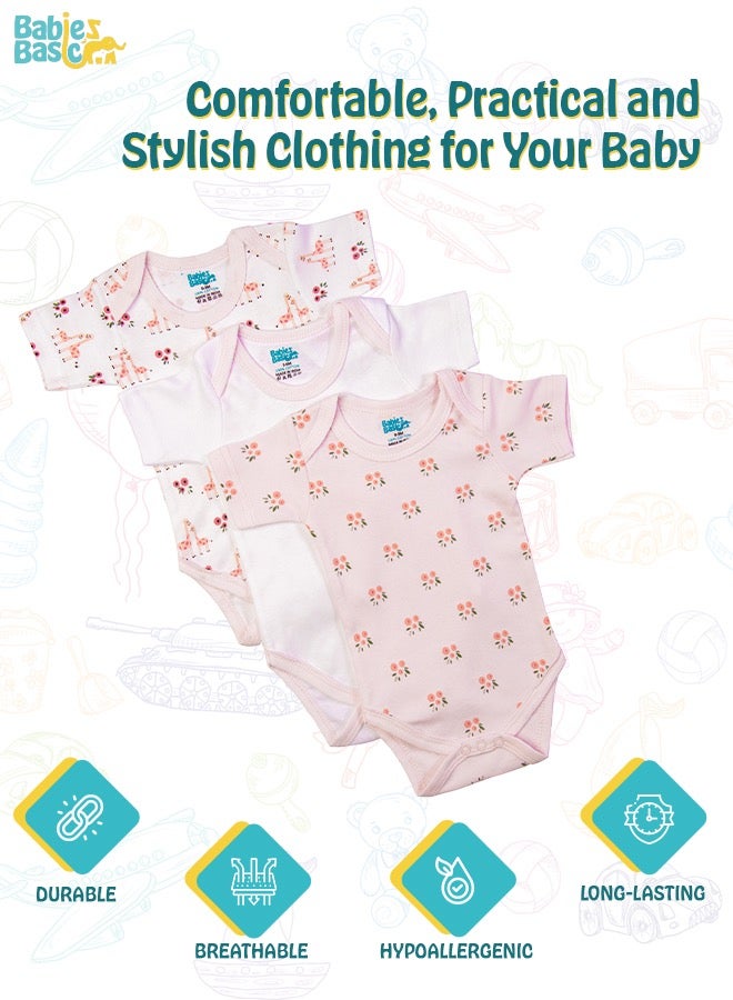 Printed Romper/Bodysuit For Babies - Pack Of 3, Multi Color