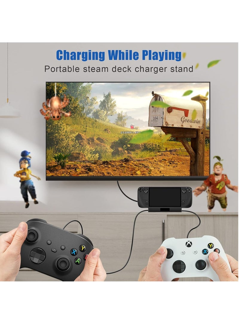 TV Docking Station for Steam Deck/Rog Ally/Switch/Legion Go/Tablet/Smartphone, Supports HDMI 4K@60Hz Video Output, Portable Steam Deck Dock with Gigabit Ethernet, Dual Cooling Fan and 3 USB Ports