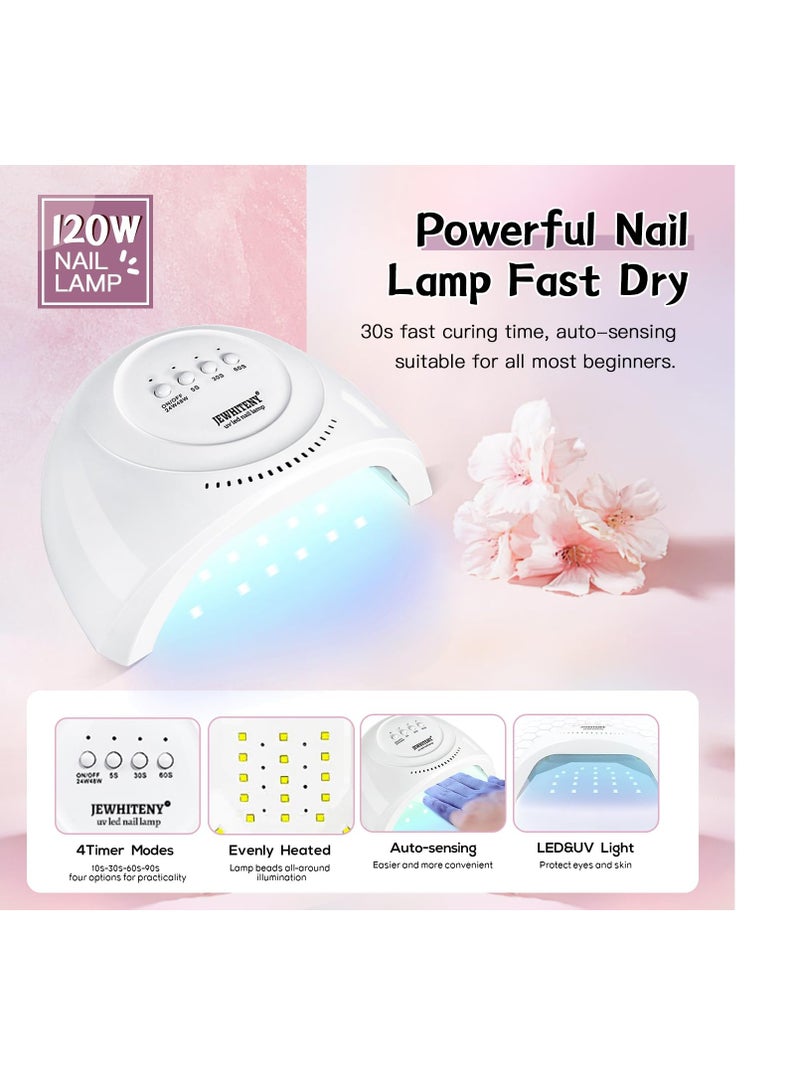 27 Colors Gel Nail Polish Kit with U V Light, 120W U V LED Nail Dryer Lamp Curing Gel Nail Polish Set Popular Gel Nail Polish Set DIY at Home, Nail Manicure Tools
