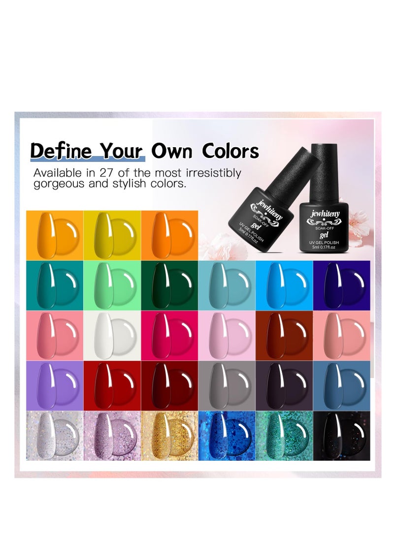 27 Colors Gel Nail Polish Kit with U V Light, 120W U V LED Nail Dryer Lamp Curing Gel Nail Polish Set Popular Gel Nail Polish Set DIY at Home, Nail Manicure Tools