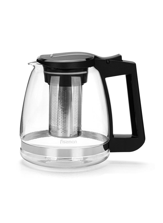 Tea Pot Borosilicate Glass With Stainless Steel Filter Black/Clear 2000ml