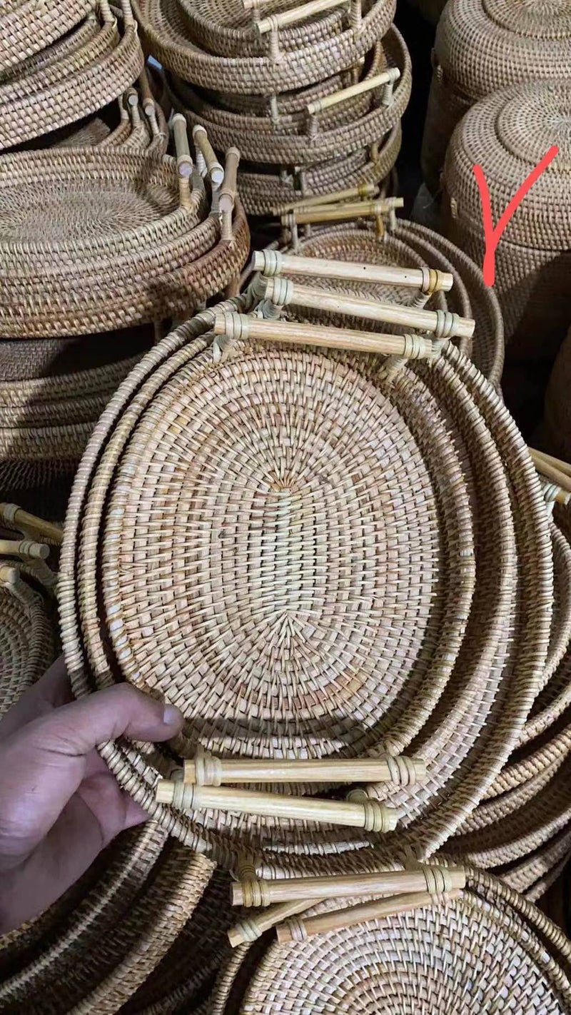 Nordic Woven Storage Snack Candy Nut Tray Snack Round Oval three-piece set