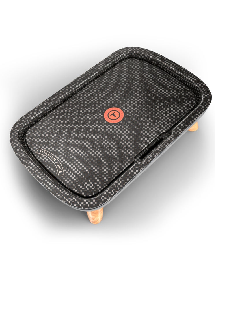 Plancha | Des Saveurs Gourmet Electric Grill | Titanium Force Non-Stick Coating | Serves up to 8 | Adjustable Thermostat | Dishwasher-Safe Parts | 2 Years Warranty | 2400 W CB658P27 Grey