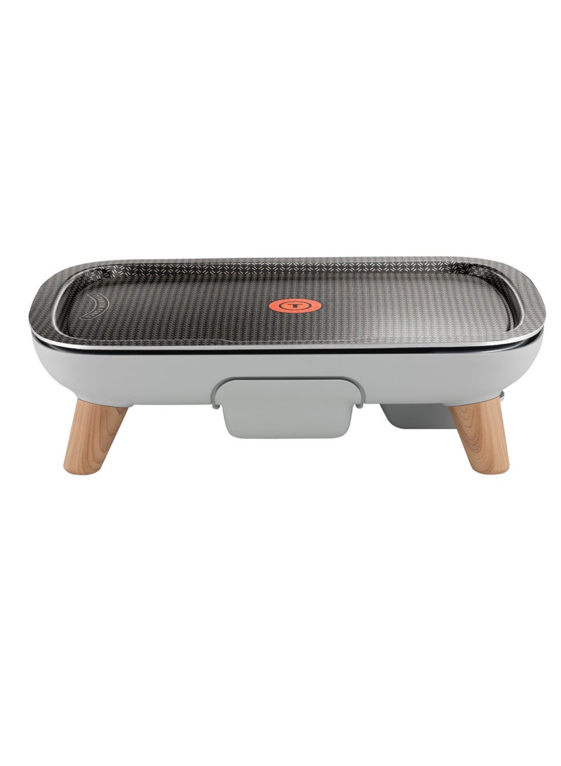 Plancha | Des Saveurs Gourmet Electric Grill | Titanium Force Non-Stick Coating | Serves up to 8 | Adjustable Thermostat | Dishwasher-Safe Parts | 2 Years Warranty | 2400 W CB658P27 Grey
