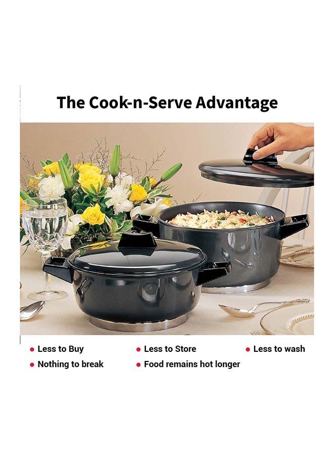 Futura Hard Anodised Cook N Serve Stewpot With Lid Black 5 Liter