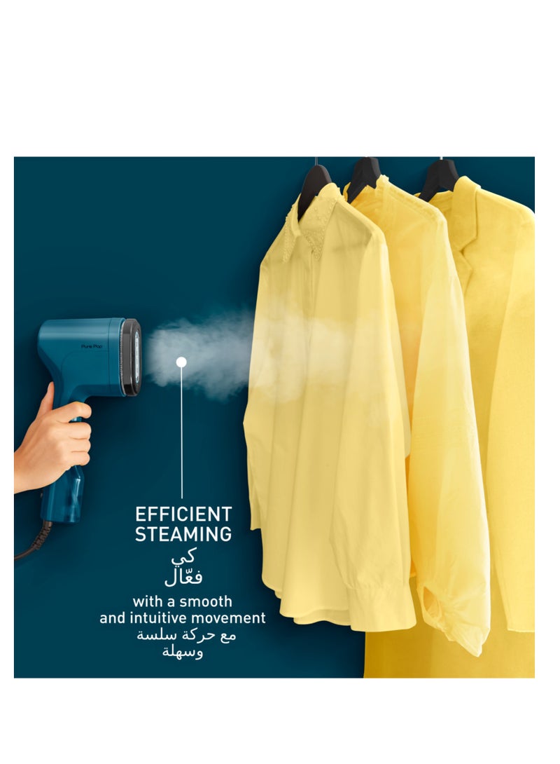 Garment Steamer|Pure POP|Steams/Purifies Garments|Steam Output Up to 20 g/min|Delicate Fabrics|Reversible Pad System|Travel-Friendly|2 Years Warranty 0.2 kg 1 W DT2020G0 Blue