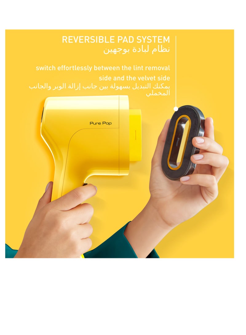 Garment Steamer|Pure POP|Steams/Purifies Garments|Steam Output Up to 20 g/min|Delicate Fabrics|Reversible Pad System|Travel-Friendly|2 Years Warranty 0.2 kg 1 W DT2026G0 Yellow