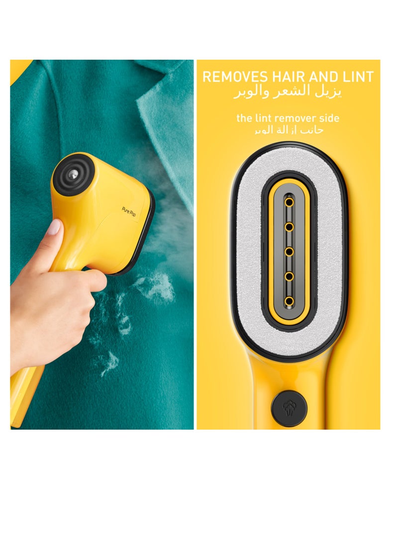 Garment Steamer|Pure POP|Steams/Purifies Garments|Steam Output Up to 20 g/min|Delicate Fabrics|Reversible Pad System|Travel-Friendly|2 Years Warranty 0.2 kg 1 W DT2026G0 Yellow