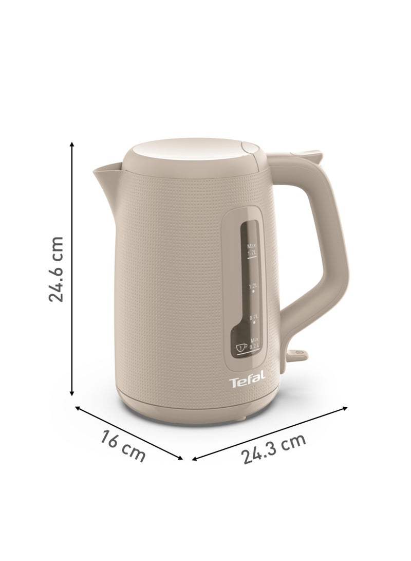 1.7 L Kettle |Modern Design|One-Cup Indicator|One-Handed Opening|Easy to Clean|Removable Anti-Scale Filter|360° Rotational Base|Auto-Off|15-Year Repairability|2 Years Warranty 1.7 L 1 W KO2M0B27 Grey