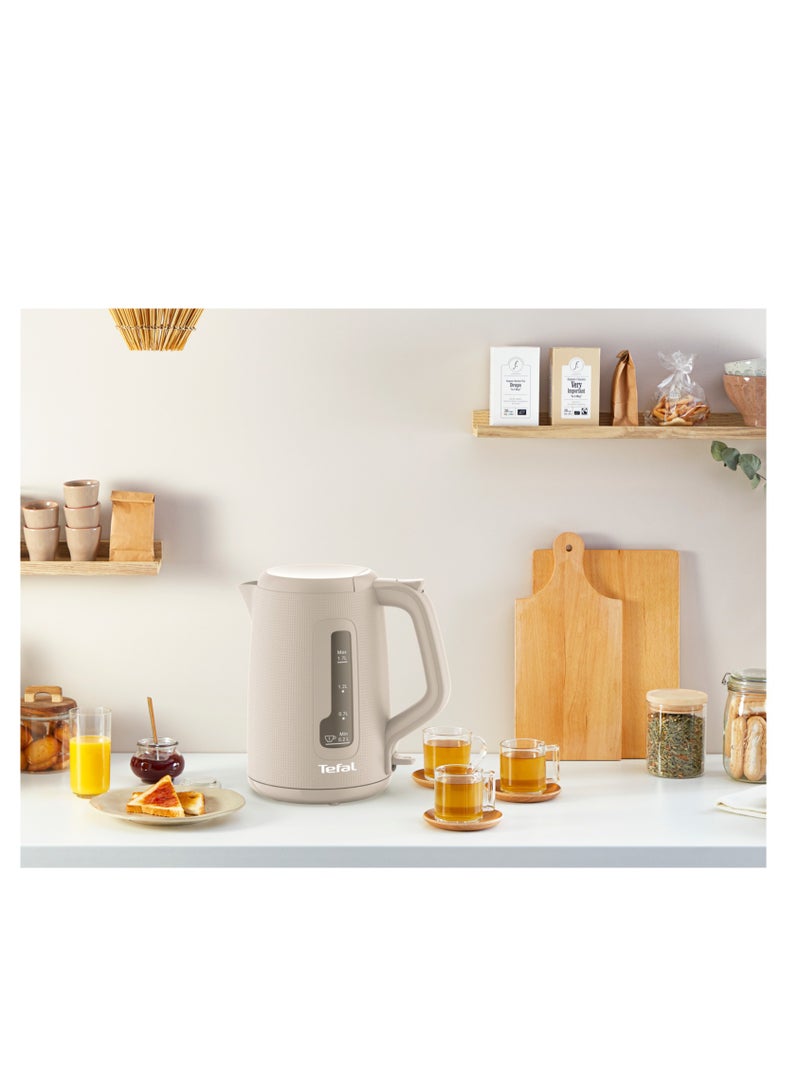 1.7 L Kettle |Modern Design|One-Cup Indicator|One-Handed Opening|Easy to Clean|Removable Anti-Scale Filter|360° Rotational Base|Auto-Off|15-Year Repairability|2 Years Warranty 1.7 L 1 W KO2M0B27 Grey