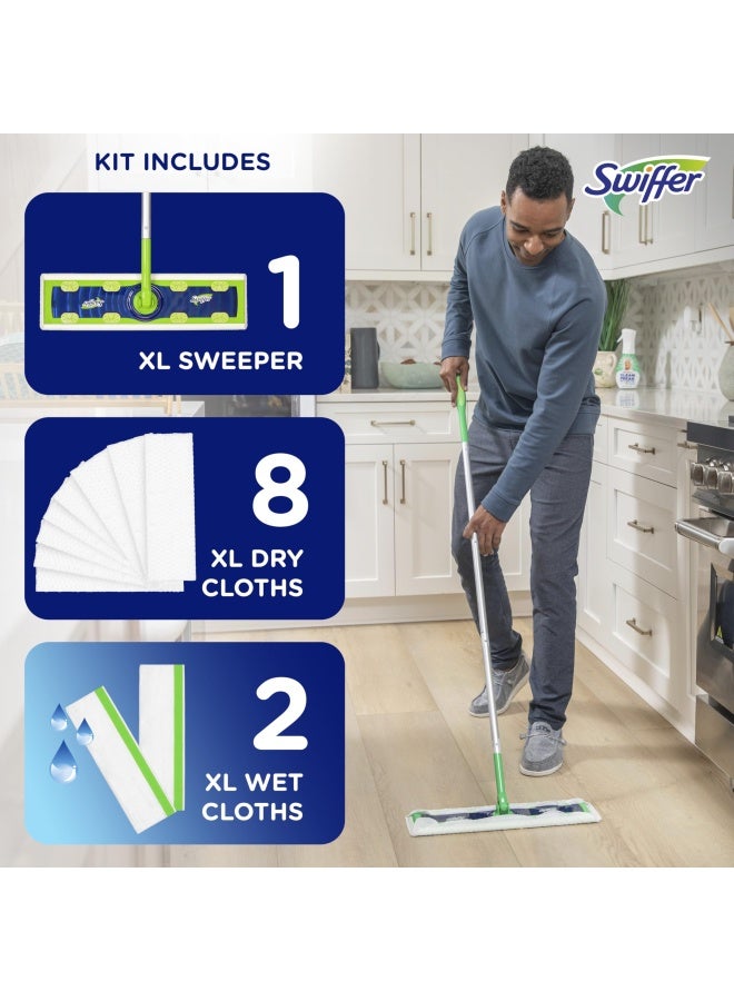 Sweeper Dry With Wet Xl Sweeping Kit 1 Sweeper 8 Dry Cloths 2 Wet Cloths