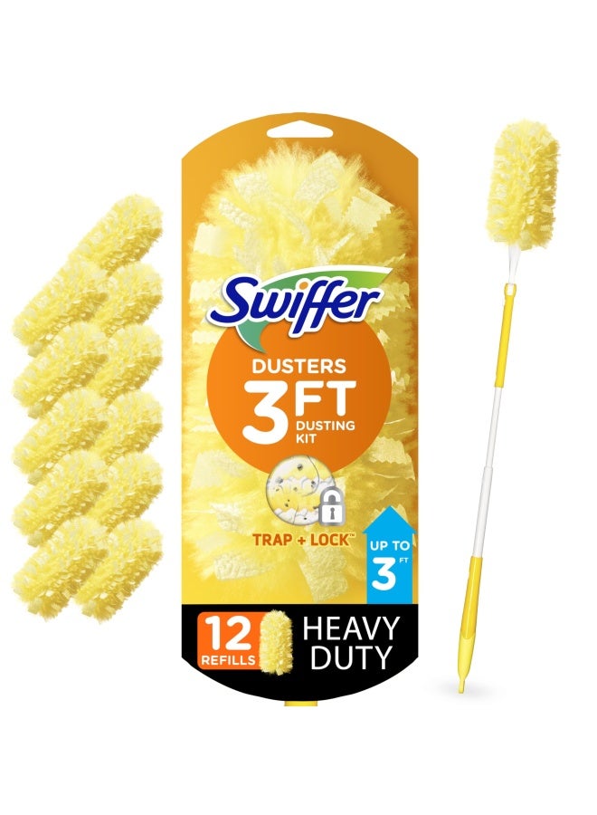 Dusters Heavy Duty Extender Starter Kit Ceiling Fan Duster 13 Piece Set 1 Handle 12 Dusters