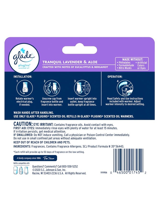 Plugins Refills Air Freshener Scented And Essential Oils For Home And Bathroom Tranquil Lavender And Aloe 3.35 Fl Oz 5 Count