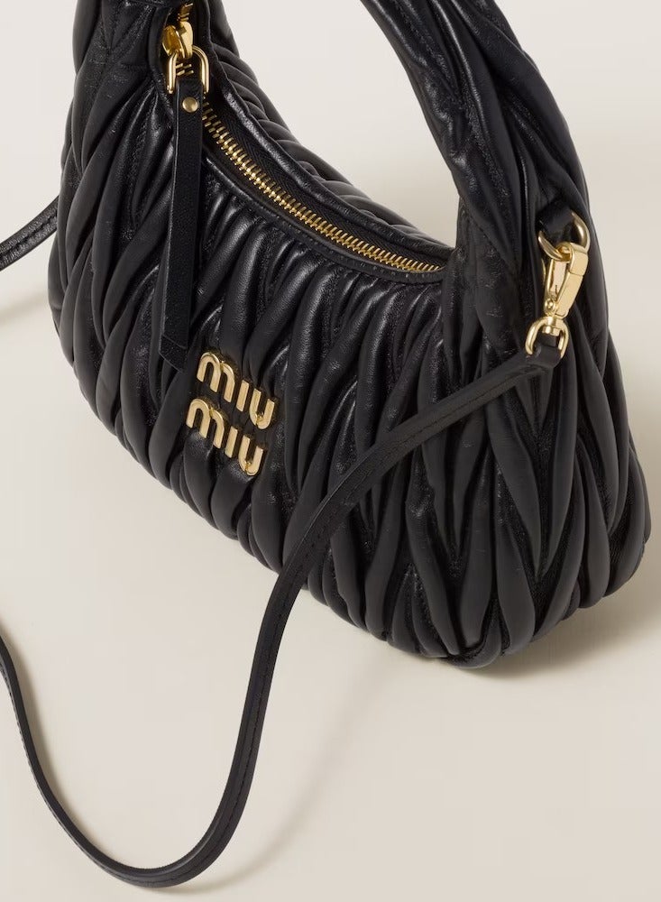 MIU Wander quilted nappa leather hobo Crossbody Shoulder Bag