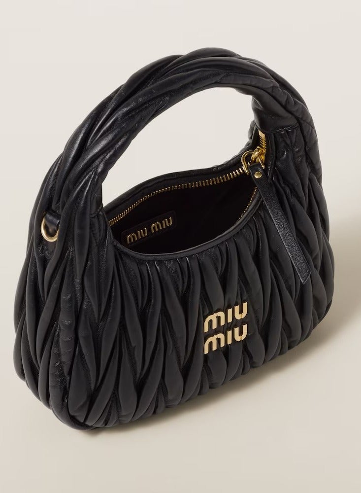 MIU Wander quilted nappa leather hobo Crossbody Shoulder Bag