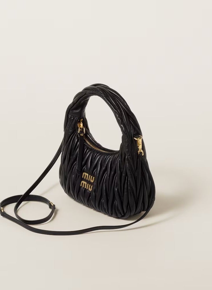 MIU Wander quilted nappa leather hobo Crossbody Shoulder Bag