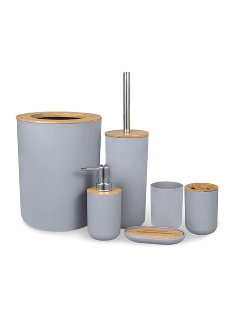 6 Piece Bathroom Accessories Set Grey