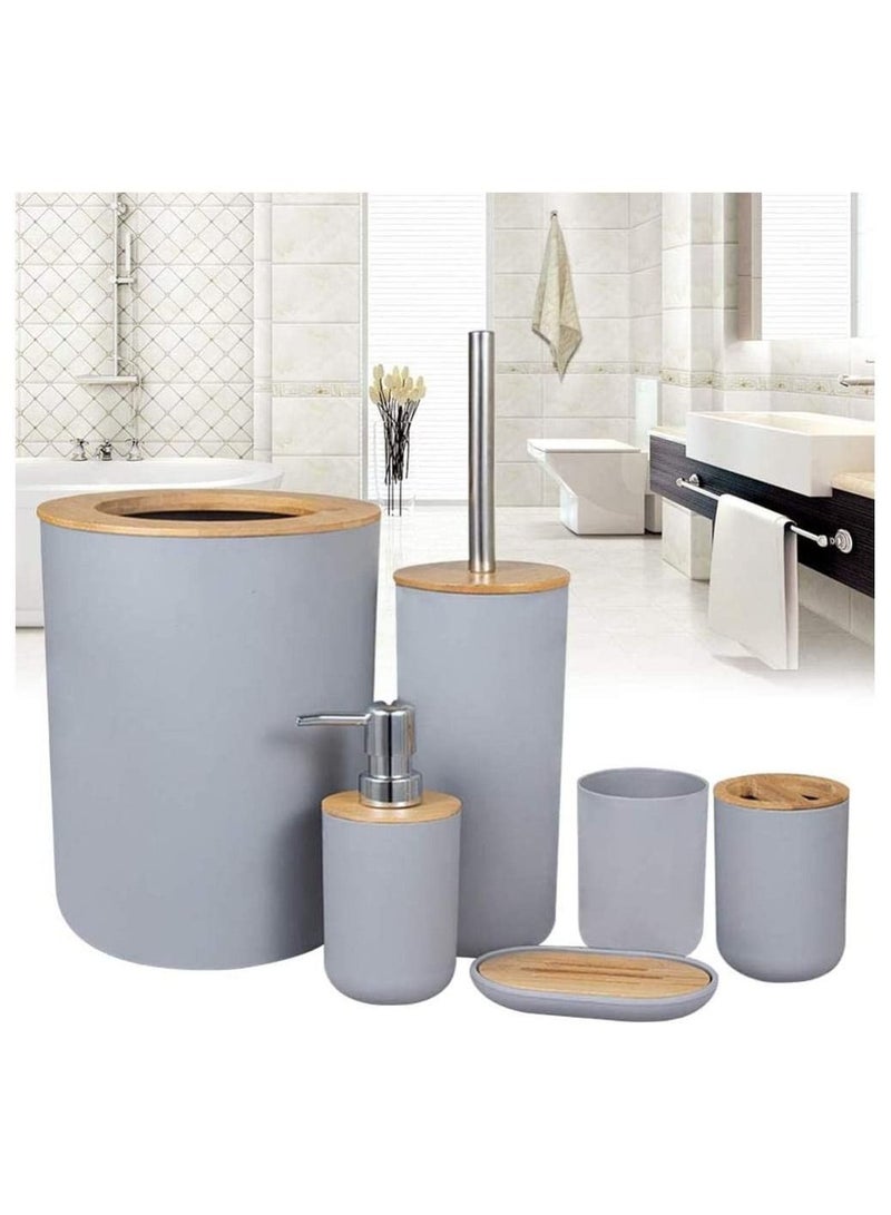 6 Piece Bathroom Accessories Set Grey