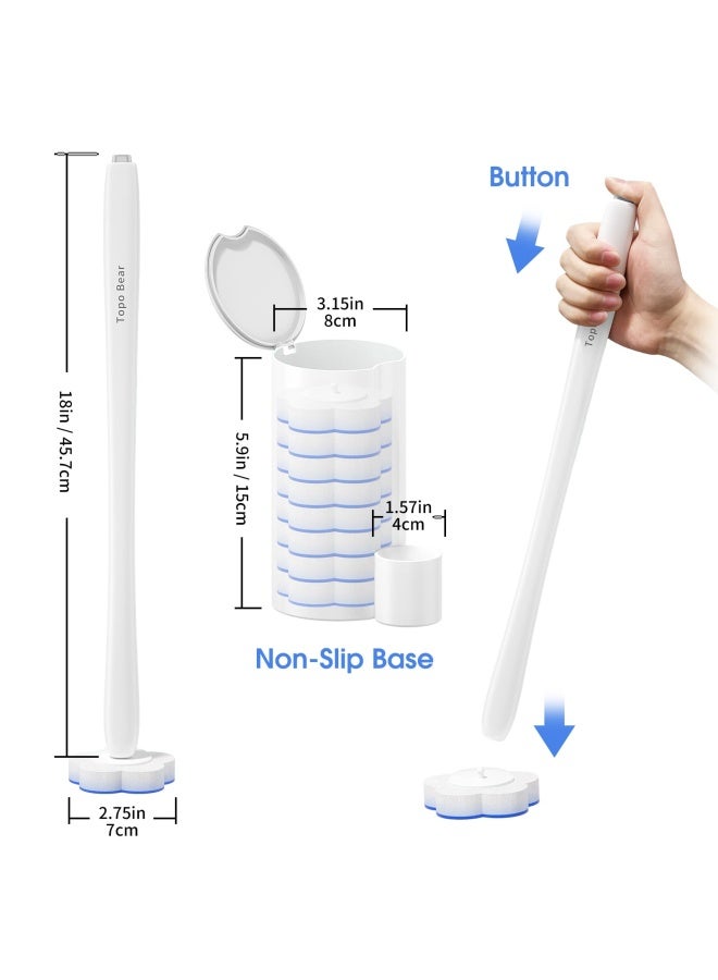 Topo Bear Disposable Toilet Brush Holder Set With 40 Toilet Wand Refills