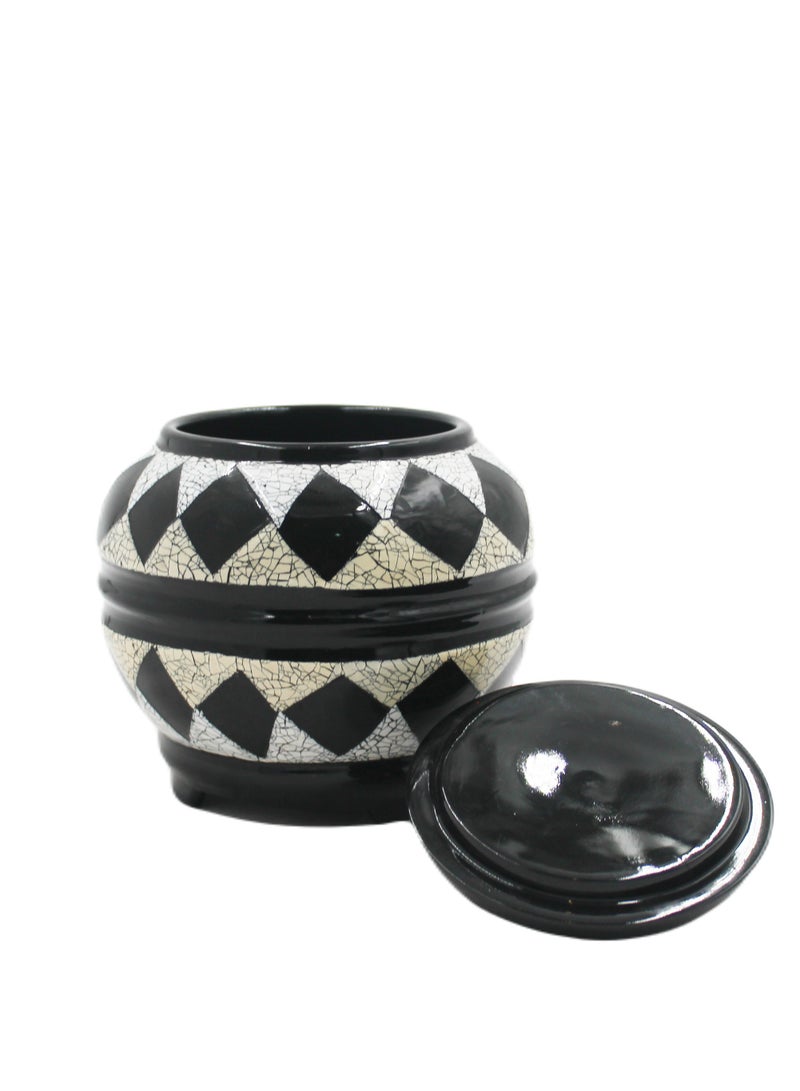 Vietnam Handmade Lacquer Painted Round Pot