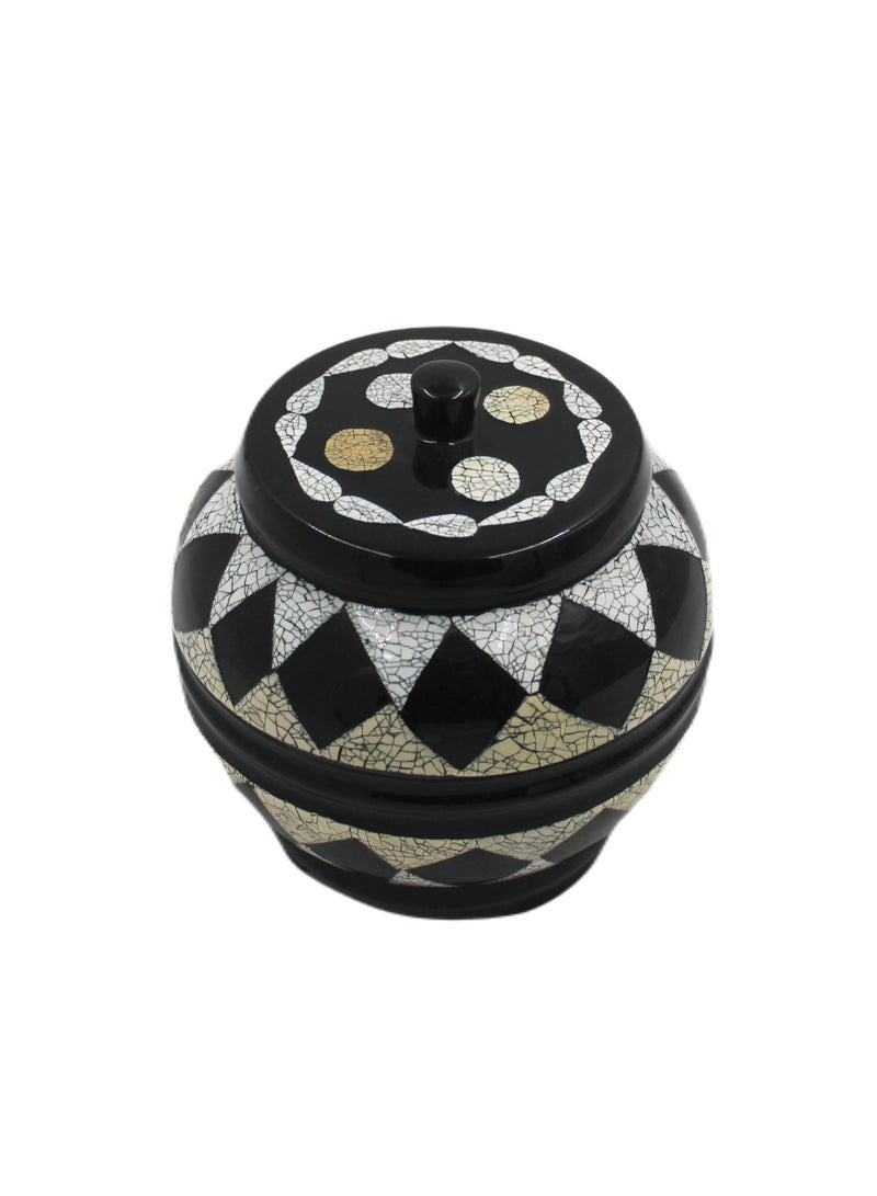 Vietnam Handmade Lacquer Painted Round Pot