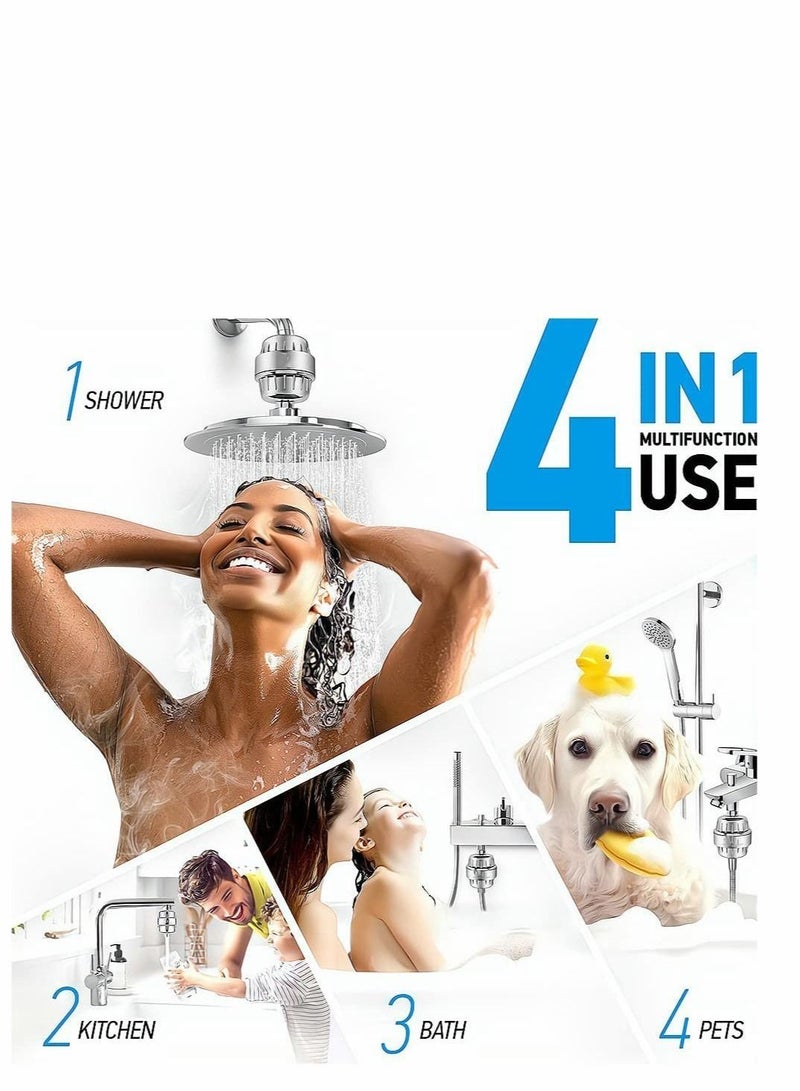 15 Stage Shower Filter, Shower Head Filter with Vitamin C Water Softener Reduces Dry Itchy Skin for Hard Water, High Output Shower Water Filter to Remove Chlorine Heavy Metals and Other Sediments