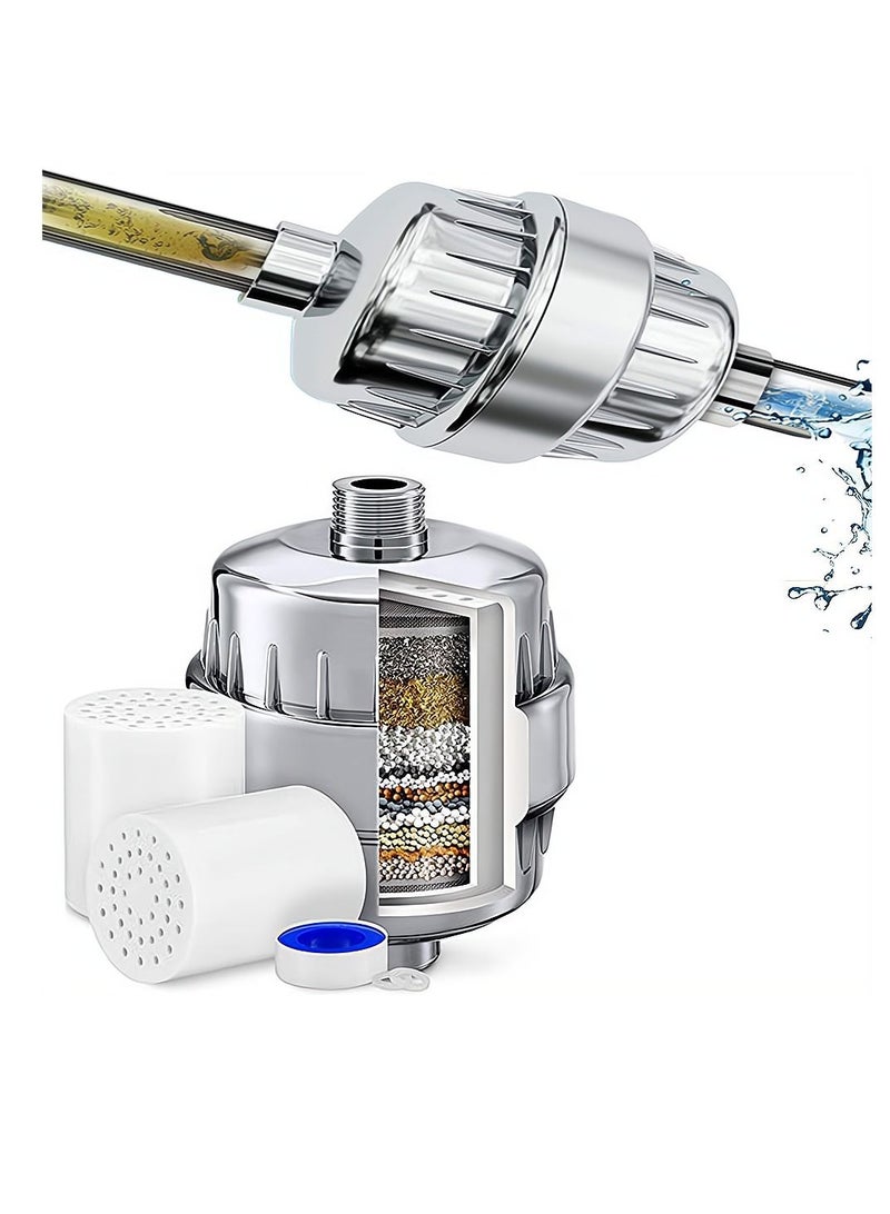 15 Stage Shower Filter Shower Head Filter with Vitamin C Water Softener Reduces Dry Itchy Skin for Hard Water High Output Shower Water Filter to Remove Chlorine Heavy Metals and Other Sediments