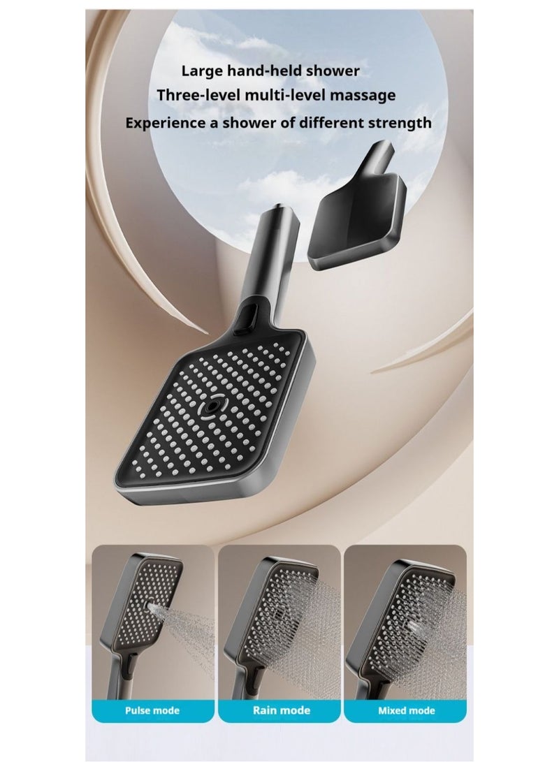 Piano Key Shower Faucet Set Gray Digital Display Shower System 4 Function Bathroom Rain Shower Combo Set Brass Bathtub Faucet With 3 Mode Hand Shower And Bidet Sprayer