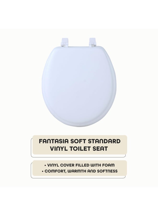 Soft Standard Vinyl Toilet Seat White 17 Inch Soft Vinyl Cover With Comfort Foam Cushioning Fits All Standard Size Fixtures Easy To Install Fantasia By Achim Home Decor