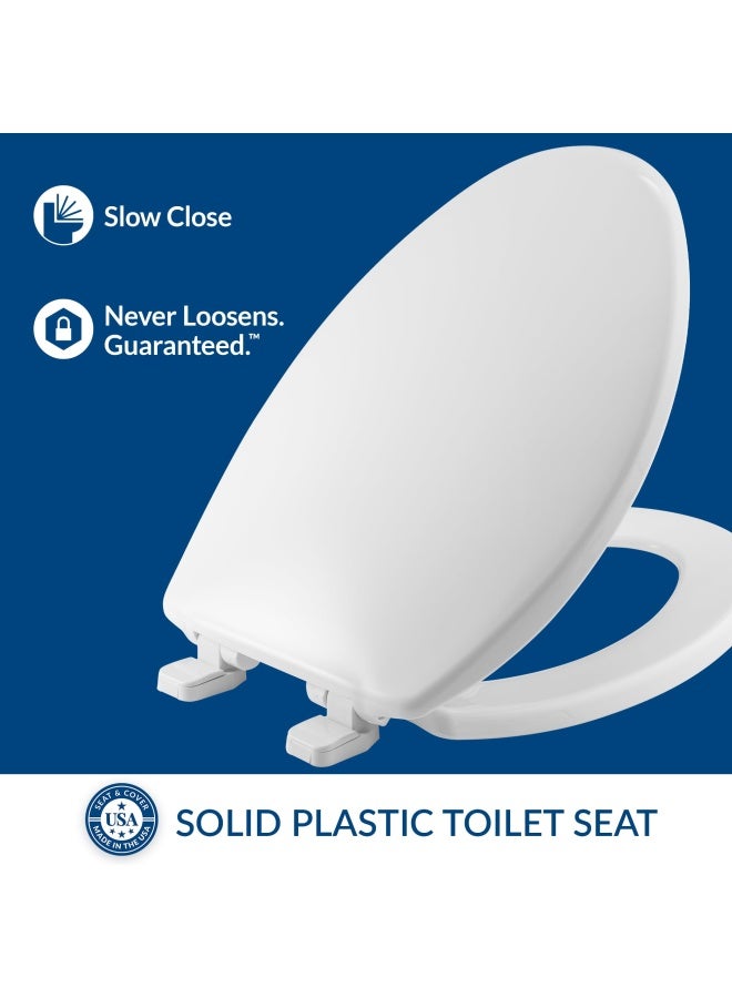 Caswell Modern Toilet Seat Slow Close Easy Clean Plastic Elongated White