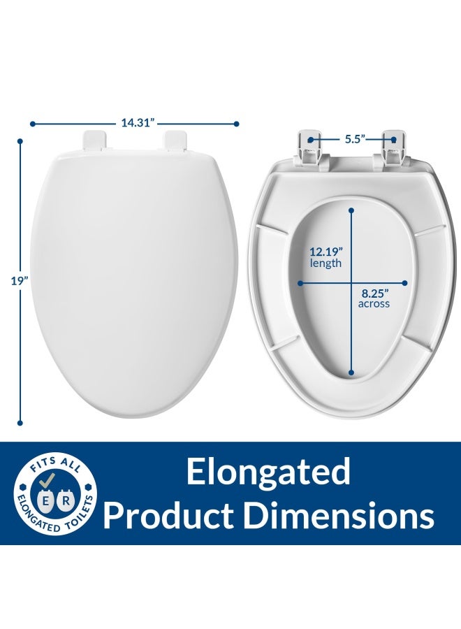 Caswell Modern Toilet Seat Slow Close Easy Clean Plastic Elongated White