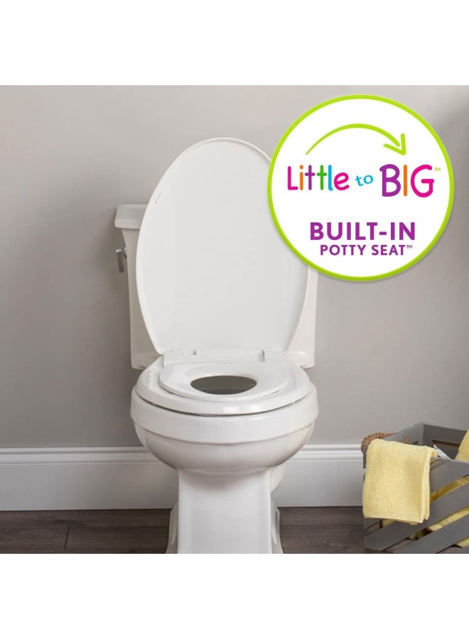 Little2Big 181Slow 000 Toilet Seat With Built In Potty Training Seat Slow Close And Will Never Loosen Elongated White